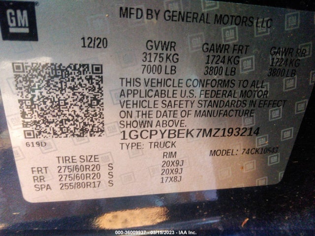 Chevrolet Silverado 1500 Custom 2021 1GCPYBEK7MZ193214 Image 9