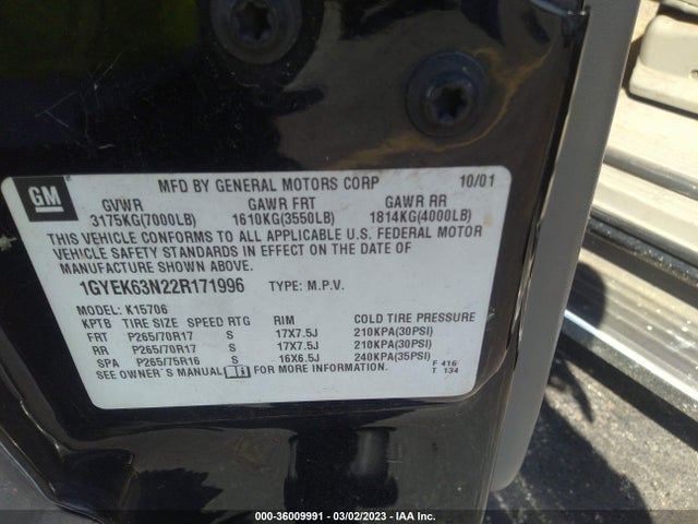 Cadillac Escalade 2002 1GYEK63N22R171996 Image 10