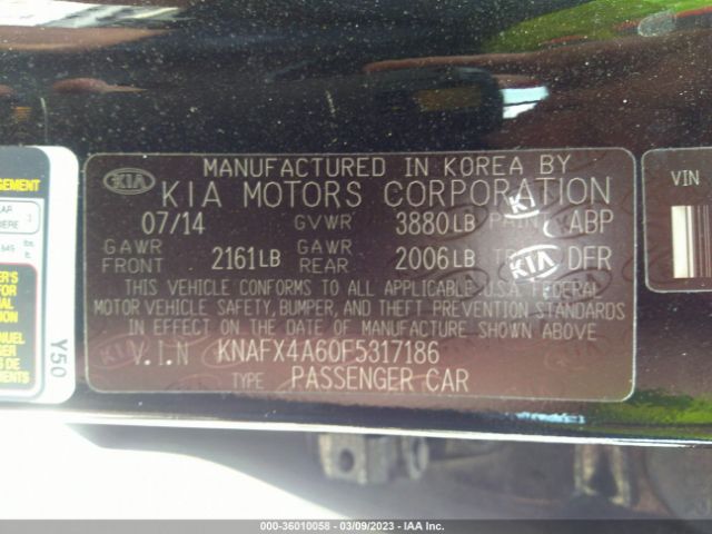 KNAFX4A60F5317186 KIA FORTE LX