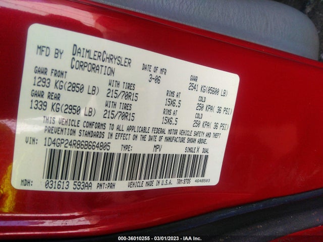 Dodge Grand Caravan Se 2006 1D4GP24R86B664805 Image 10