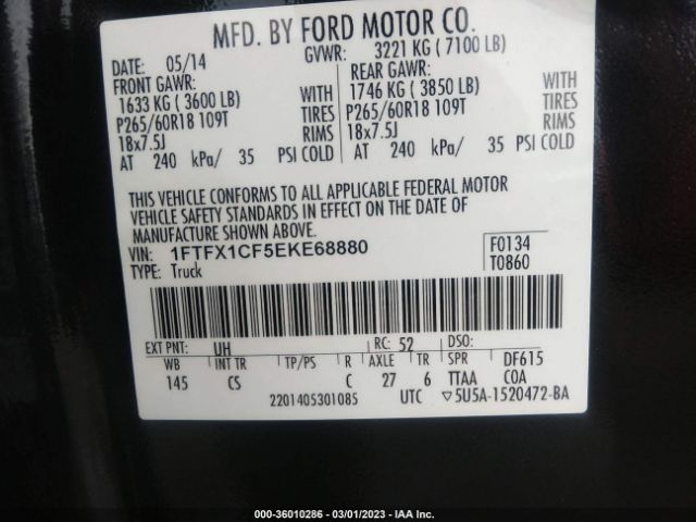 1FTFX1CF5EKE68880 Ford F-150 Xl/xlt/stx/fx2/lariat