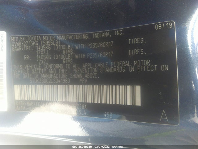 Toyota SIENNA LE 2020 5TDKZ3DC2LS041980 Image 10