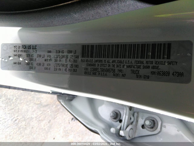 RAM 1500 Rebel 2019 1C6RRELT6KN905758 Image 9