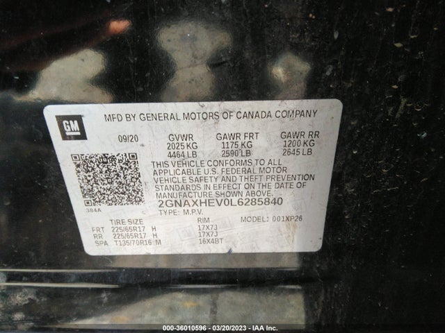 Chevrolet EQUINOX LS 2020 2GNAXHEV0L6285840 Image 9
