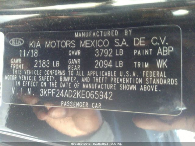 3KPF24AD2KE065942 KIA Forte Lxs