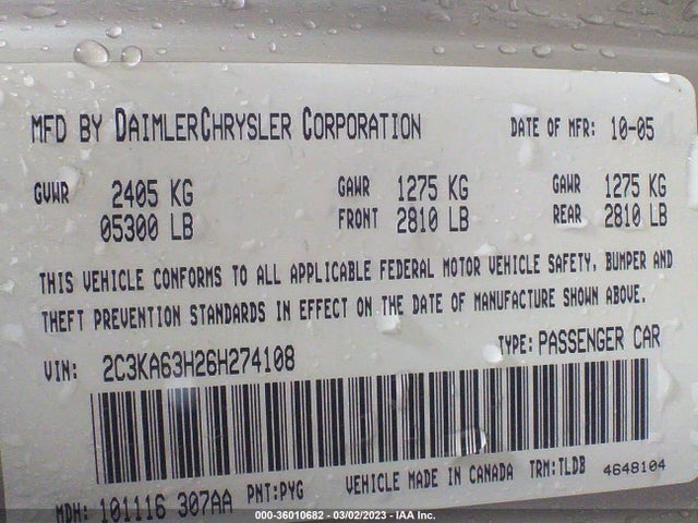 2C3KA63H26H274108 Chrysler 300 C