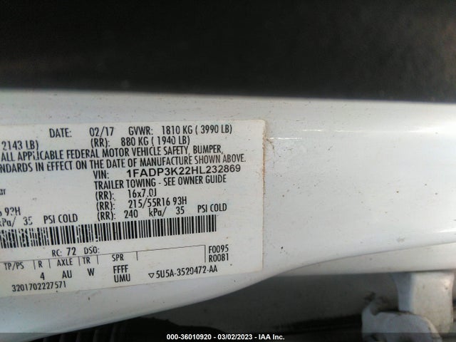 Ford FOCUS SE 2017 1FADP3K22HL232869 Image 10
