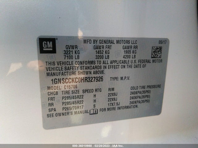 Chevrolet Tahoe Premier 2017 1GNSCCKC0HR327926 Image 10