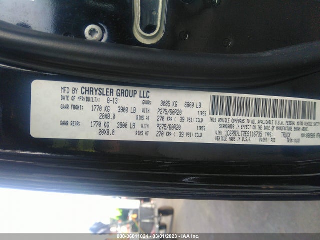 2014 RAM 1500 BIG HORN VIN: 1C6RR7LT2ES116735