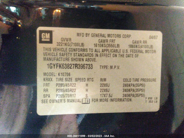 Cadillac Escalade 2007 1GYFK63827R396733 Image 10