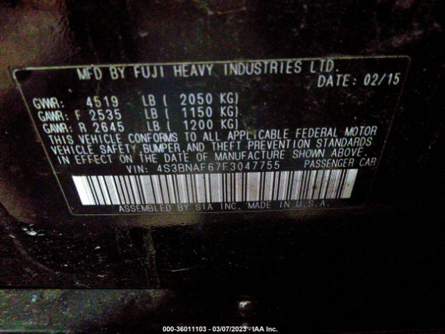 4S3BNAF67F3047755 Subaru Legacy 2.5i Premium