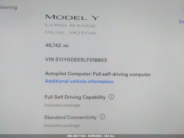 Tesla Model Y Long Range 2020 5YJYGDEE5LF018803 Image 7