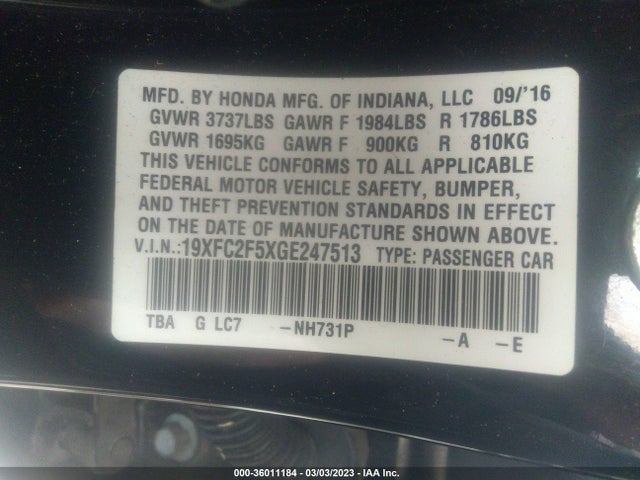 Honda Civic Sedan Lx 2016 19XFC2F5XGE247513 Image 10