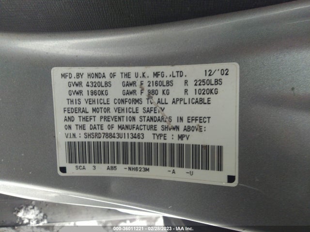 Honda CR-V EX 2003 SHSRD78843U113463 Image 10