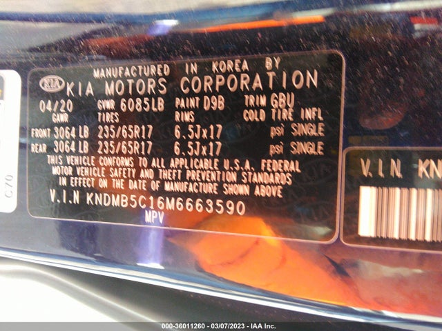 2021 Kia Sedona, VIN: KNDMB5C16M6663590