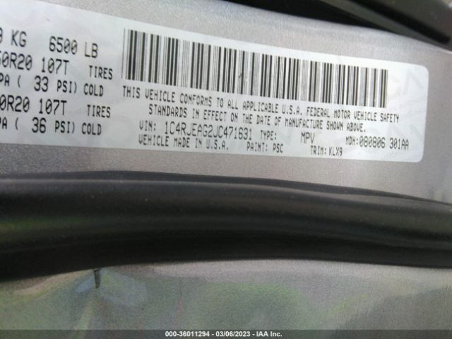 1C4RJEAG2JC471631 Jeep Grand Cherokee Altitude