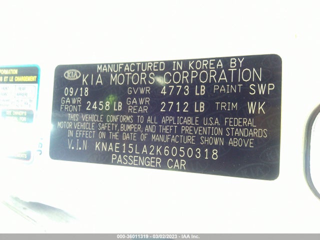 KIA Stinger Base 2019 KNAE15LA2K6050318 Image 11