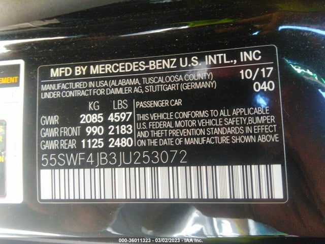 2018 MERCEDES-BENZ C-CLASS C 300 VIN: 55SWF4JB3JU253072