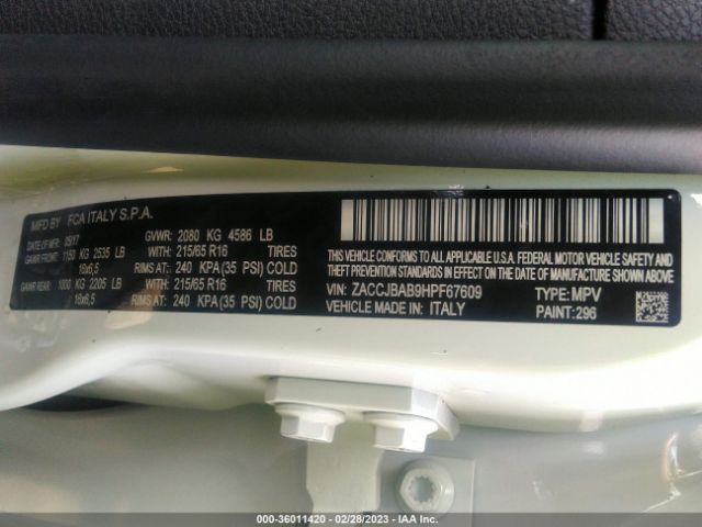 ZACCJBAB9HPF67609 Jeep Renegade Sport
