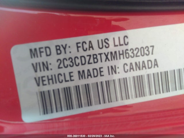 2021 Dodge Challenger, VIN: 2C3CDZBTXMH632037