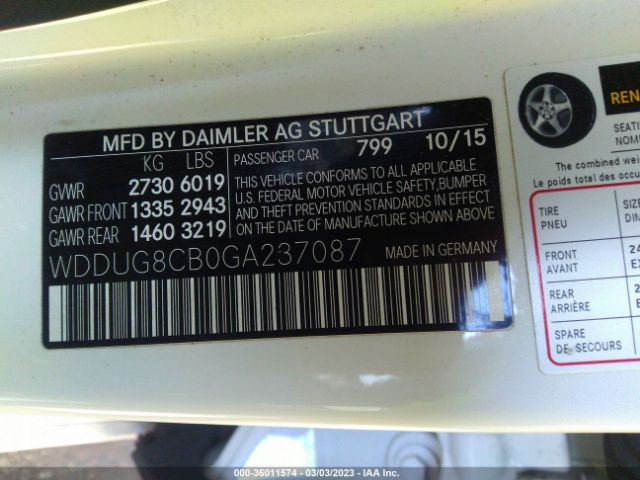WDDUG8CB0GA237087 Mercedes-Benz S-class S 550