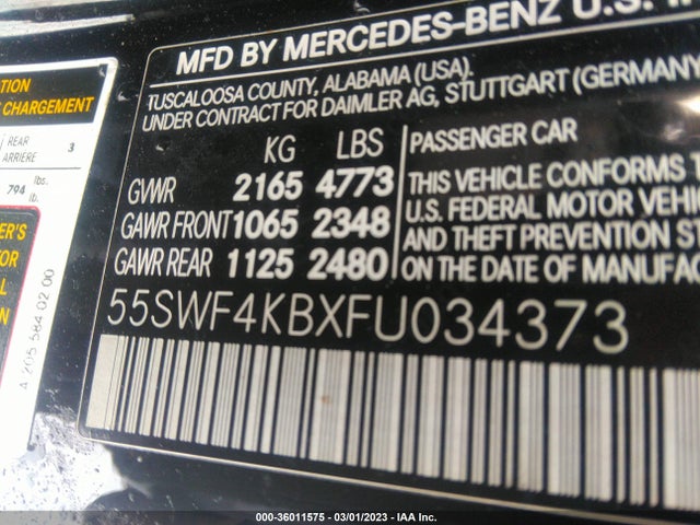 55SWF4KBXFU034373 Mercedes-Benz C-class C 300