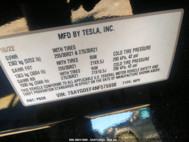 Tesla Model Y Performance 2022 7SAYGDEF4NF575698 Image 11