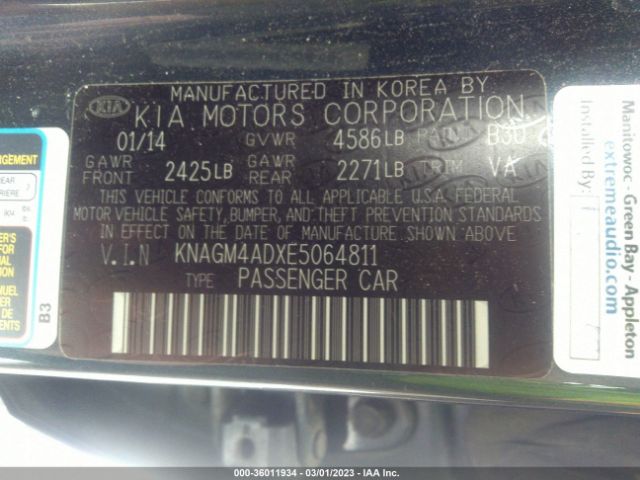 KNAGM4ADXE5064811 KIA Optima Hybrid Lx