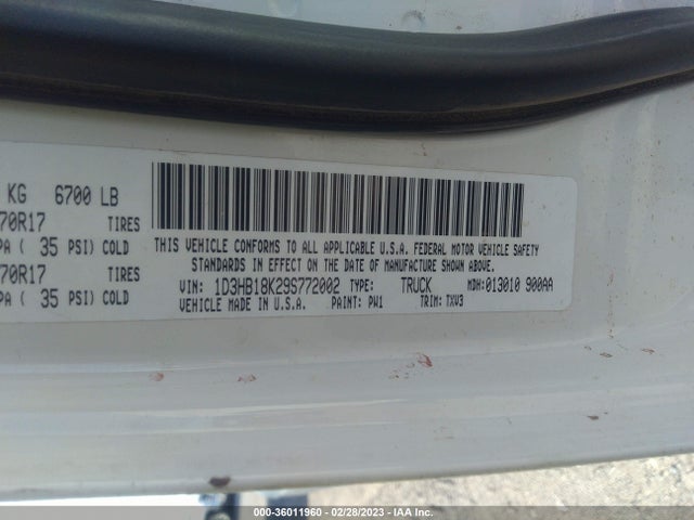 Dodge Ram 1500 St 2009 1D3HB18K29S772002 Image 10