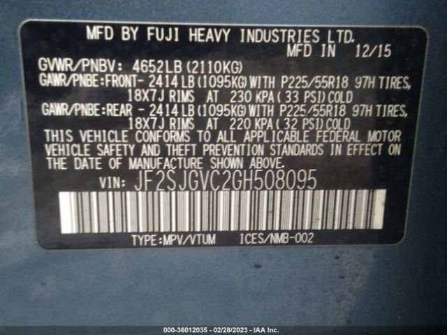 JF2SJGVC2GH508095 Subaru Forester 2.0xt Touring