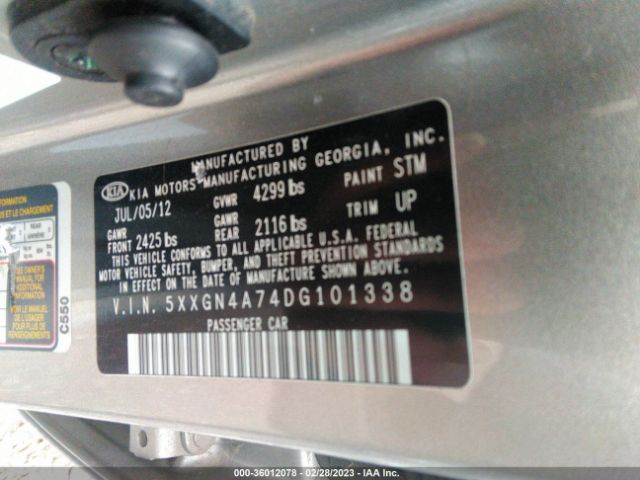 5XXGN4A74DG101338 KIA OPTIMA EX