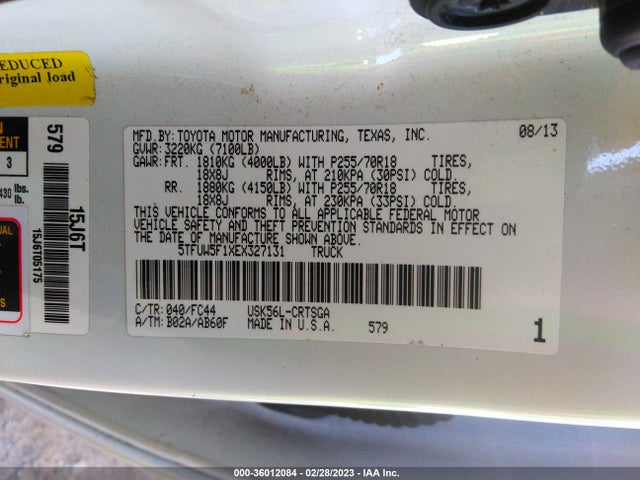 Toyota Tundra 4wd Truck Sr/sr5 2014 5TFUW5F1XEX327131 Image 10