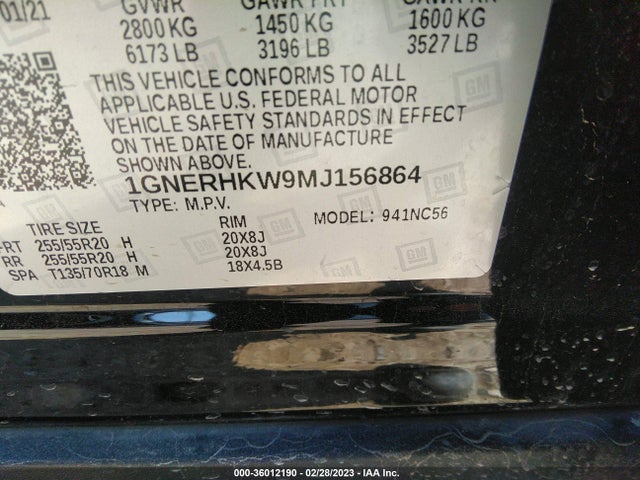 Chevrolet Traverse Lt Leather 2021 1GNERHKW9MJ156864 Image 9