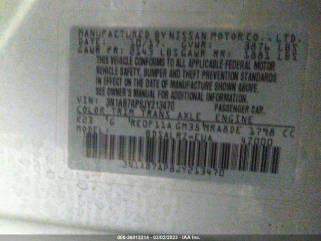 3N1AB7AP8JY213470 Nissan SENTRA SR
