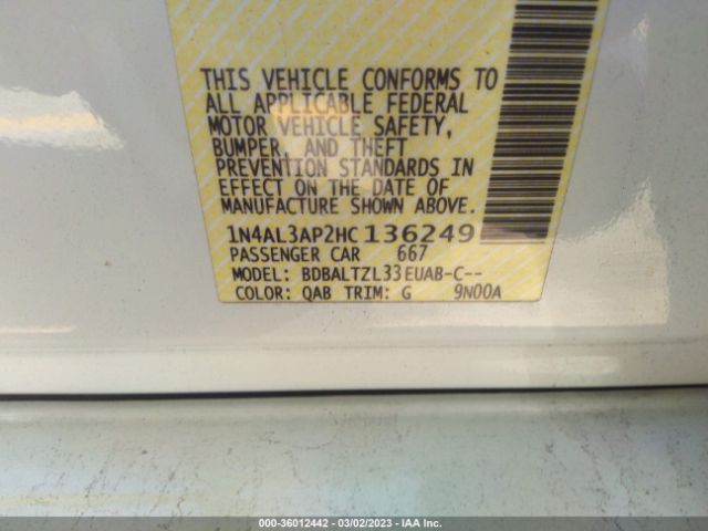 1N4AL3AP2HC136249 Nissan Altima 2.5 Sl
