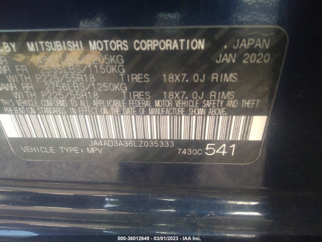 JA4AD3A36LZ035333 Mitsubishi Outlander Se/sel/le/sp