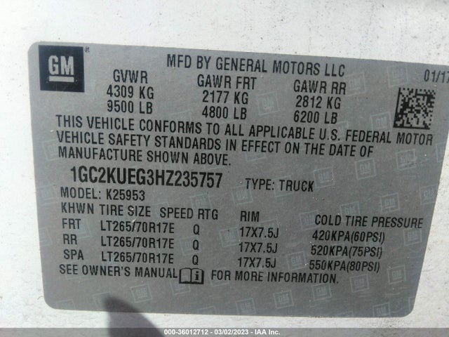 2017 Chevrolet Silverado 2500, VIN: 1GC2KUEG3HZ235757