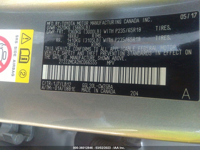 2T2ZZMCA2HC066555 Lexus Rx Rx 350