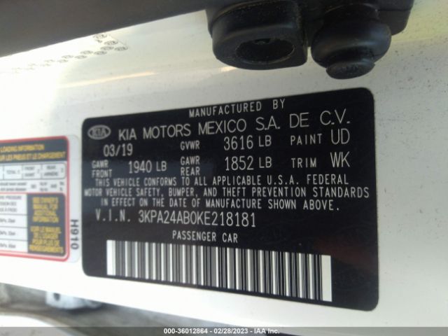 3KPA24AB0KE218181 KIA RIO S