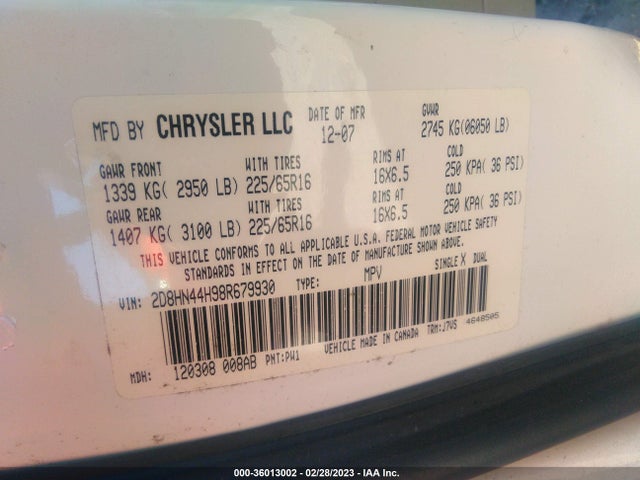 Dodge Grand Caravan Se 2008 2D8HN44H98R679930 Image 9