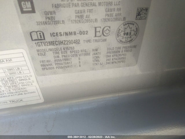 GMC Sierra 1500 Sle 2017 1GTV2MEC9HZ290482 Image 9