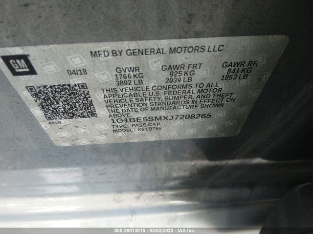 Chevrolet CRUZE LT 2018 1G1BE5SMXJ7208265 Image 10