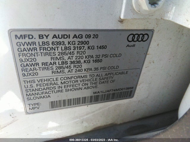 WA1LJAF74MD013959 Audi Q7 Premium Plus