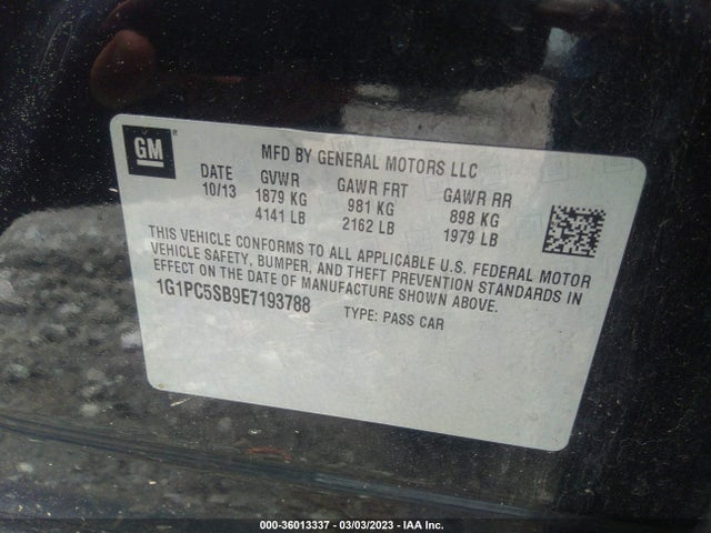 Chevrolet Cruze 1lt 2014 1G1PC5SB9E7193788 Image 9
