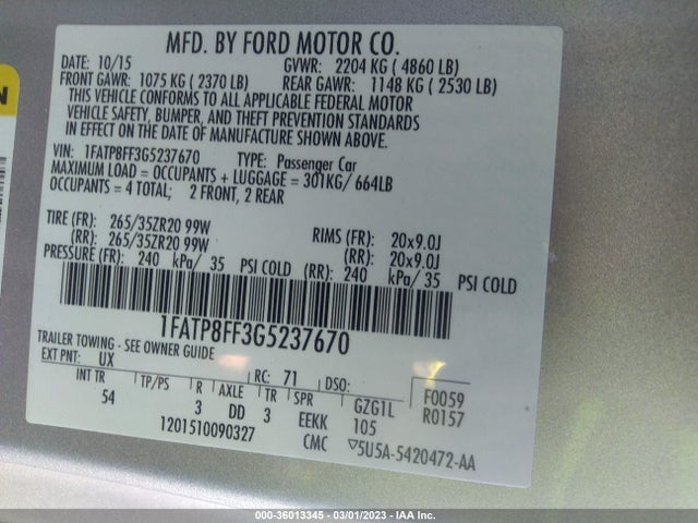 Ford Mustang Gt Premium 2016 1FATP8FF3G5237670 Image 10