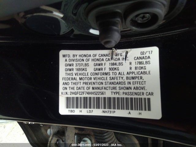 Honda Civic Sedan Ex 2017 2HGFC2F74HH522561 Image 9