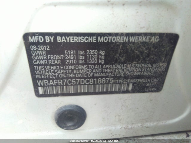 BMW 5 Series 535i 2013 WBAFR7C57DC818875 Image 10