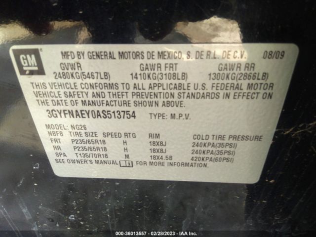 3GYFNAEY0AS513754 Cadillac Srx Luxury Collection