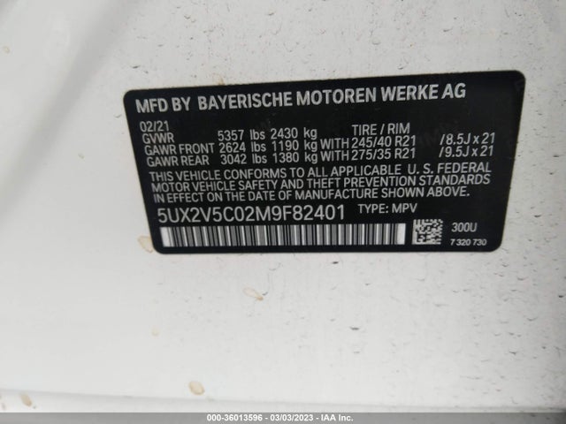 2021 BMW X4, VIN: 5UX2V5C02M9F82401