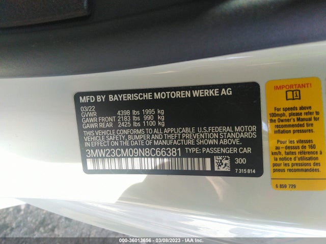 2022 BMW 2 Series, VIN: 3MW23CM09N8C66381